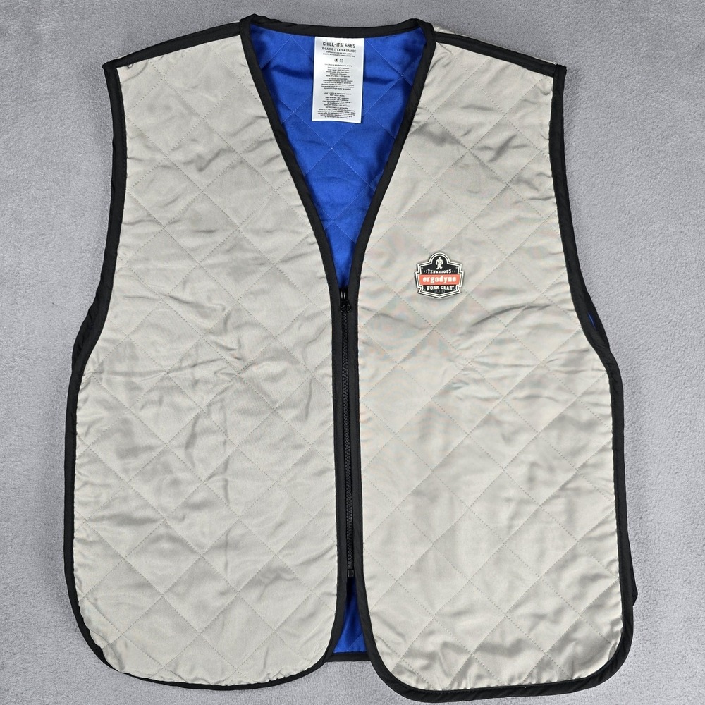 Ergodyne Chill-Its 6665 Vest‎ Mens XL Gray Quilted Evaporative Cooling Workwear